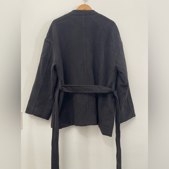 stunning Madewell black wool blend wrap coat winter fall xxl women jacket blazer - Picture 2 of 4